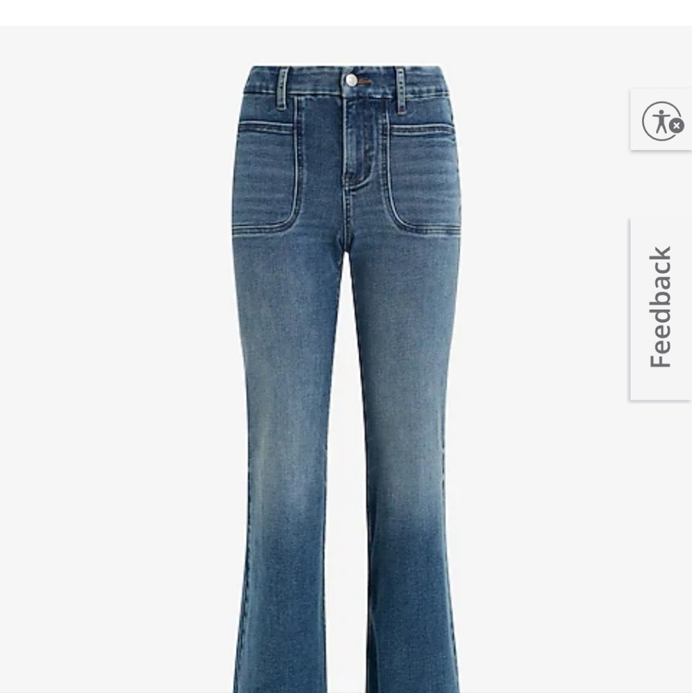 Express Women's Mid Rise Medium Wash FlexX '70s Flare Jeans - Picture 14 of 15